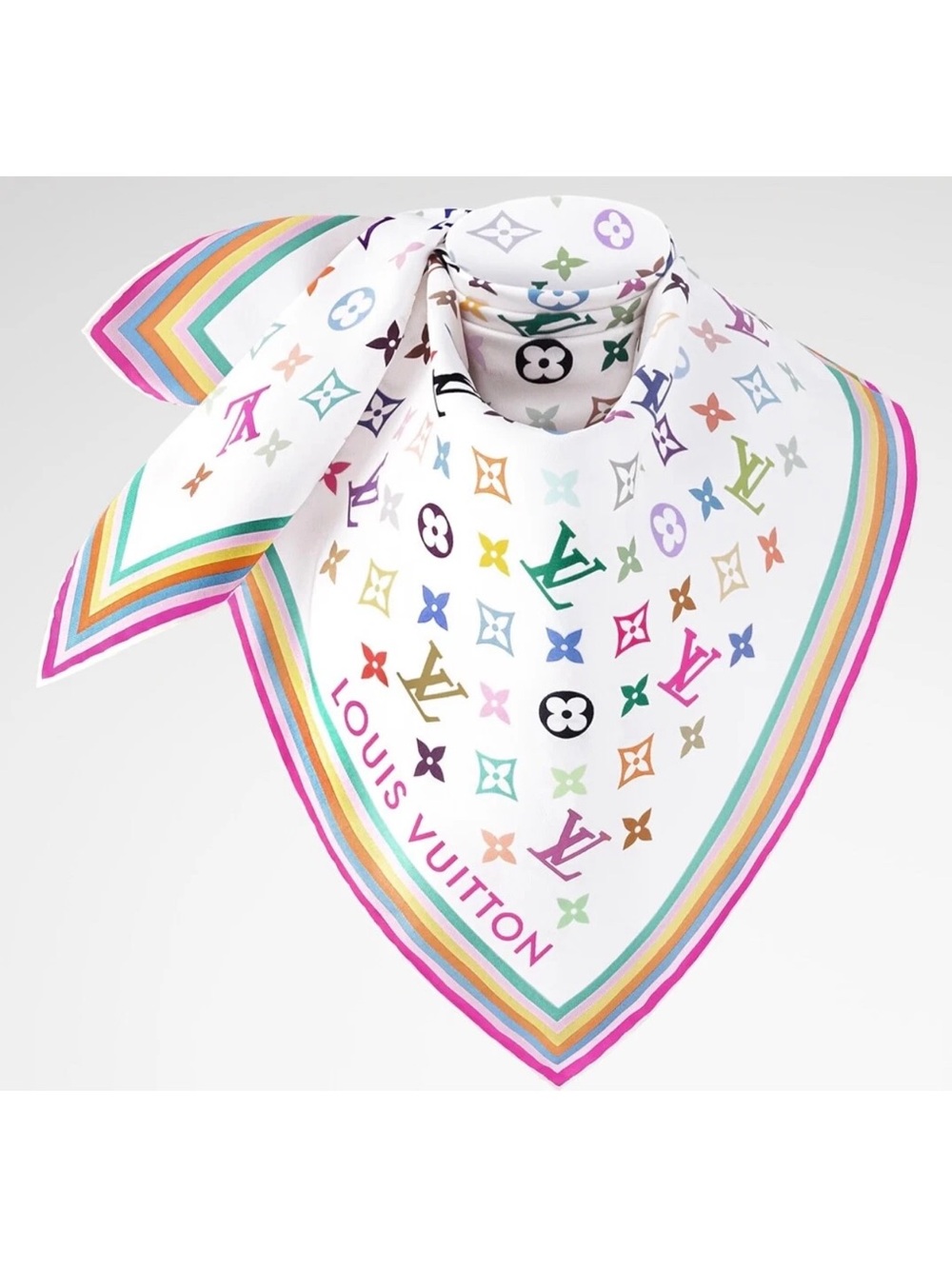 NWT Louis Vuitton 100% Silk Monogram Multicolor 90 Square, authentic